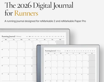 Diario de carrera 2026 para reMarkable / Planificador digital (Descarga digital)