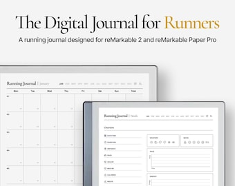 Running Journal for reMarkable 2 & reMarkable Paper Pro | Digital Planner for Runners | Log your runs, track gear, goals, and races.