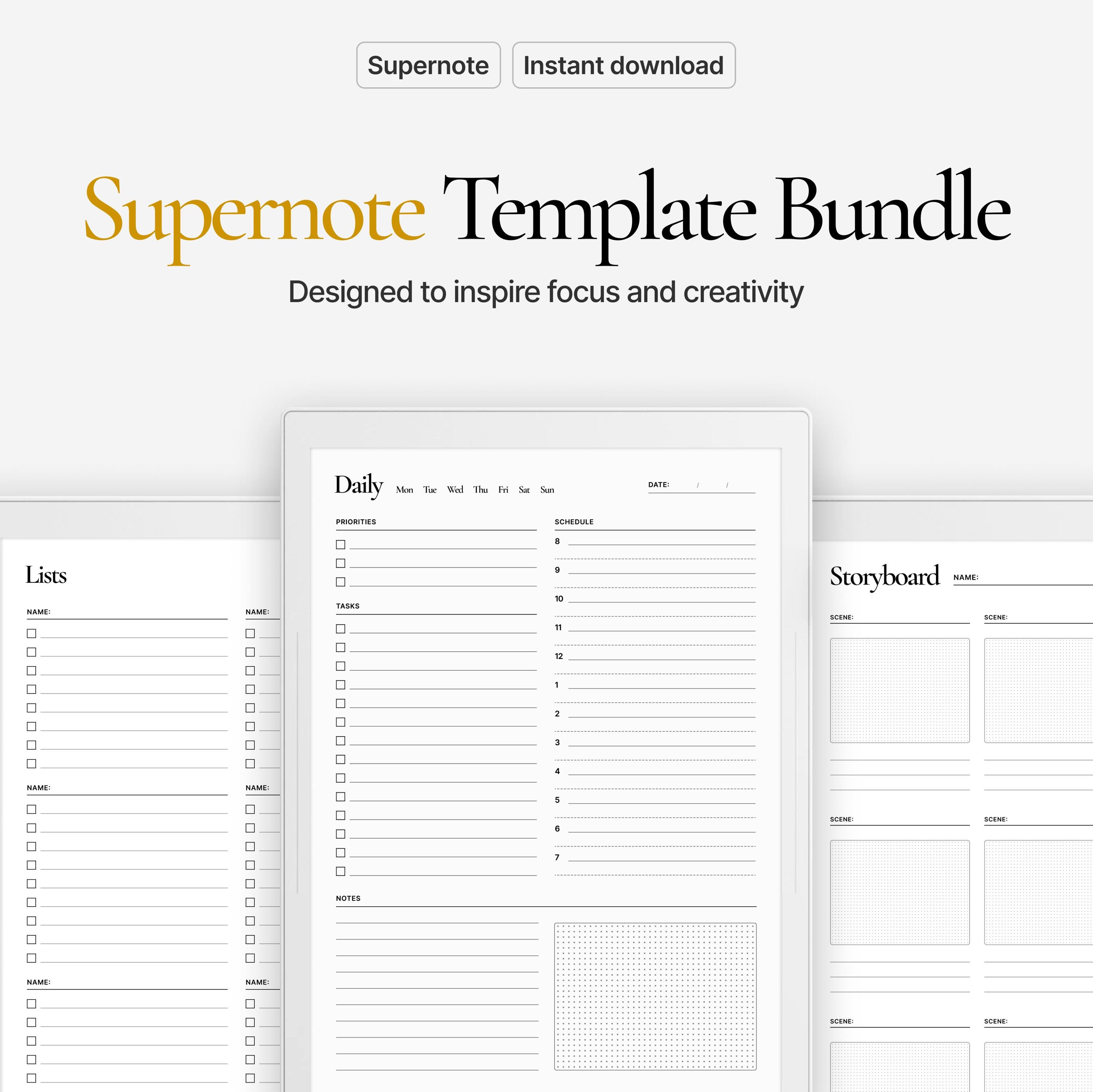 Supernote Template Bundle — Minimal, Functional, Beautiful (A5 & A6 Compatible)