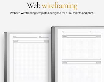 Website UX Wireframe Template for A5 Tablets – reMarkable, Supernote, Kindle Scribe | Digital template for Web Design & UI Sketching
