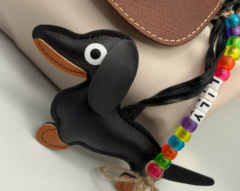 Dachshund Dog Bag Charm – Faux Leather Bag Charm | Sausage Dog Accessory | 13 Color Options