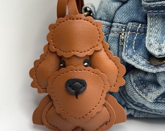 Poodle Dog Keychain – Faux Leather Puppy Bag Charm | Cute Dog Accessory for Handbags & Backpacks