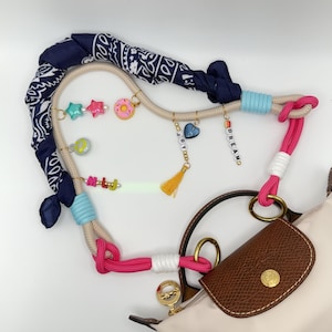Colorful Rope Bag Strap with Charms – Custom Initials & Beads – Statement Shoulder Strap for Purses