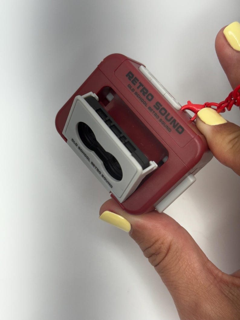 Retro Music Bag Charm – Mini Cassette Player Chain, Removable Tape, Fun ...