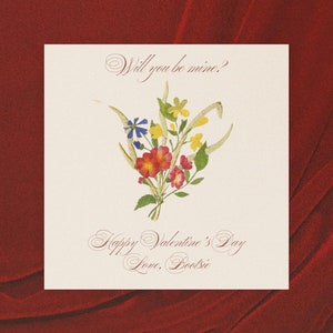 Serez-vous à moi ? Carte de Saint-Valentin florale, modèle de note d'amour élégant
