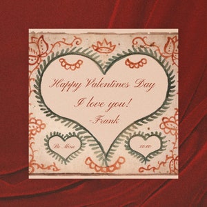 Modello di biglietto di auguri romantico a forma di cuore XOXO per San Valentino