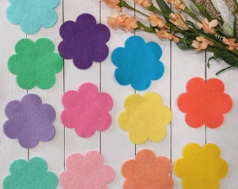 Felt flower die cuts, 6 petals, DIY flowers,Wool blend felt die cuts