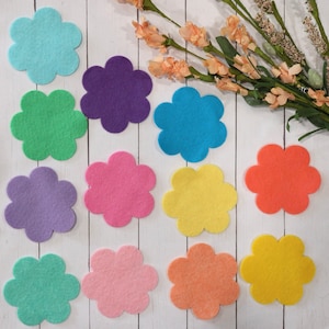 Felt flower die cuts, 6 petals, DIY flowers,Wool blend felt die cuts