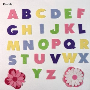 Letras del alfabeto de fieltro de 3,18 cm - Letras troqueladas de fieltro - Alfabeto de fieltro troquelado, colores pastel, elige tus propios colores
