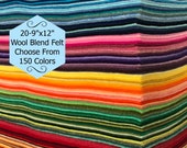 Wool Felt -20 sheets -9x12 inch - Wool Blend Felt - Craft Felt - Choose Your Own Colors