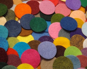 Wool Felt Circles 1"  100 Die Cut- Felt Die Cut Circles-Wool Blend Circles