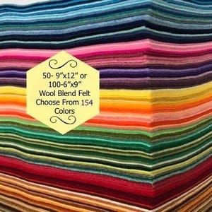 Wool Felt Sheets, 50  9&quot;x12&quot;, 100 6&quot;x9&quot;, Choose Your Own  Colors ,Wool Blend Felt, Merino Felt, Felt Sheets,