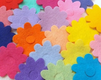 Felt Flower Die Cuts ,  1 5/8 inch or 2 3/8" felt flower shapes,