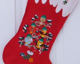 Ready to ship/Holiday Birds Felt  Christmas Stocking/ Personalized Christmas Stocking/ Birds/ Christmas Birds /Ready to ship