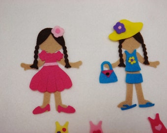 Paper Doll Felt Board  Set 62 pieces