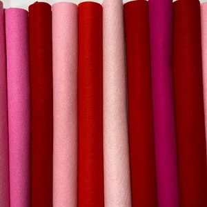 Wool Felt, Valentine Felt Collection , Wool Blend Felt, Valentines  Felt Colors, DIY Hearts, Felt Bows
