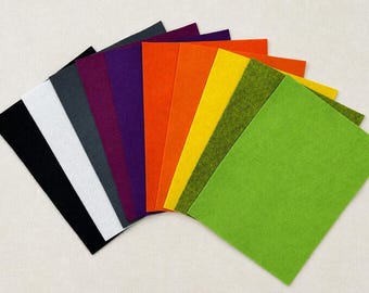 Halloween  Wool Blend Felt Collection | Merino Wool Blend Felt | 10 Colors | 9x12 Sheets |