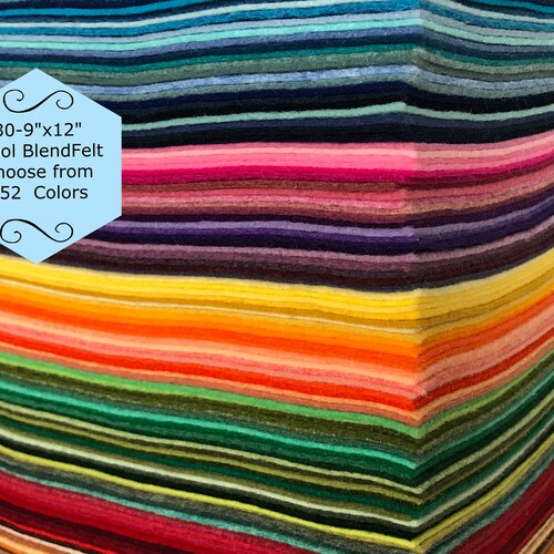 Wool Felt 30 Sheets 9x12 Inch Wool Blend Felt DIY Felt Etsy
