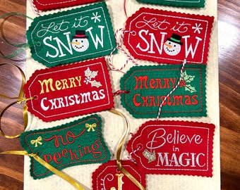 Christmas Gift Tags, Personalized Gift Tags, Felt Gift Tags, Custom Gift Tags, Christmas Ornament