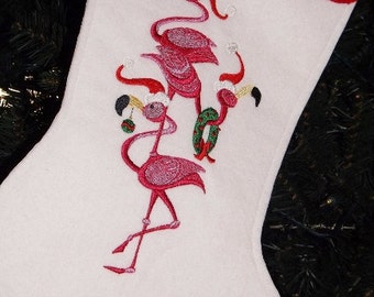 Flamingo Felt Christmas Stocking / Personalized Holiday/ Personalized Christmas Stocking/