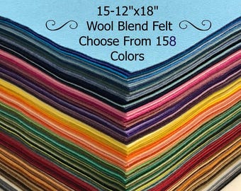 Wool Felt - 12x18"- 15 sheets Wool Blend Felt