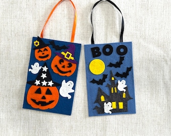Halloween Felt Door Hanger Kit, DIY Craft, Pumpkin or Haunted House