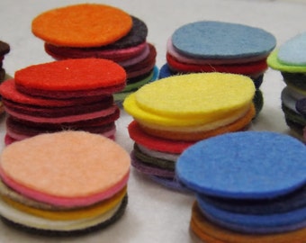 Wool Felt Circles 1 & 1/2" choose your own colors and quantity Wool Blend Felt