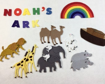 Noahs Ark Felt Set, Noahs ark toy, felt board stories, baptism gift boy, toddler toys, Sunday school games, Christian gifts