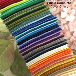 Complete Set of 158-3"x3" Wool Blend Felt Sheets Plus a Color Chart, Felt Sampler, Felt Bows, Felt Crafts,Felt Collection