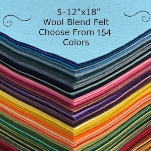 Wool Felt - 12x18 - 5 sheets Wool Blend Felt