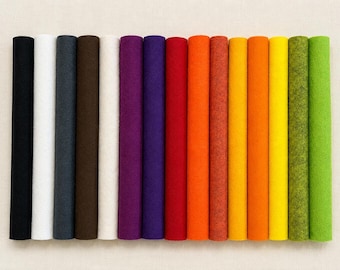 Halloween Deluxe Wool Blend Felt Collection , Merino Wool Blend Felt,  15 Colors, 9x12 Sheets