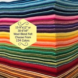 Wool Felt , Merino Wool Felt, 15  9&quot;x12&quot;Felt Sheets, 30 6&quot;x9&quot; Felt Sheets, Wool Blend Felt , Wool Felt Sheets ,Choose Your Own Colors
