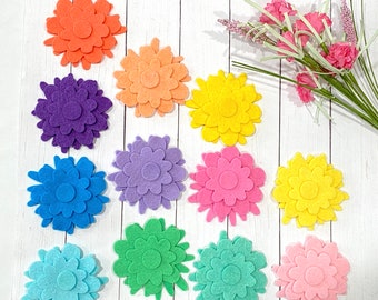 Flores de fieltro, flores troqueladas de fieltro, troqueles, flores de bricolaje, adornos de fieltro
