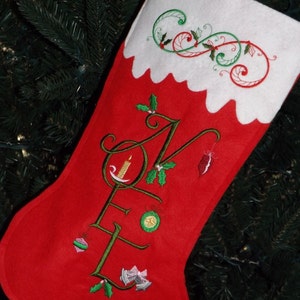 Noel  Felt Christmas Stocking/ Personalized Christmas Stocking