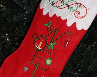 Noel  Felt Christmas Stocking/ Personalized Christmas Stocking