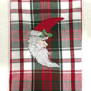 Christmas kitchen towel embroidered towel, santa towel, Santa towel