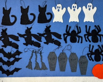 Set di ornamenti di Halloween, decorazione per albero di Halloween, decorazione di Halloween in feltro, 23 pezzi, fantasmi, streghe, gatti,