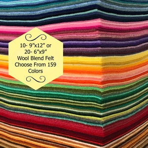 Wollfilz - 10 Blatt - 9 x 12 Zoll oder 20-6 "x9" - Wollfilz - Wollfilz-Blatt - Wählen Sie Ihre eigenen Farben