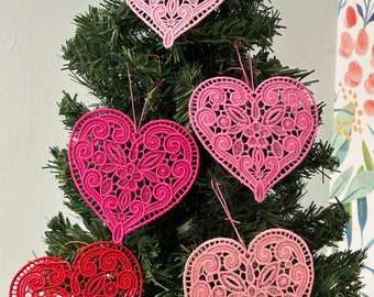 Spitze Herz Ornamente, Valentine Herz Ornamente, Valentinstag Dekorationen