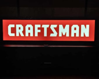 Caja de luz LED Craftsman Tools / Letrero de garaje impreso en 3D, decoración de taller, iluminación para el hogar, pantalla de pared o escritorio con alimentación USB-C