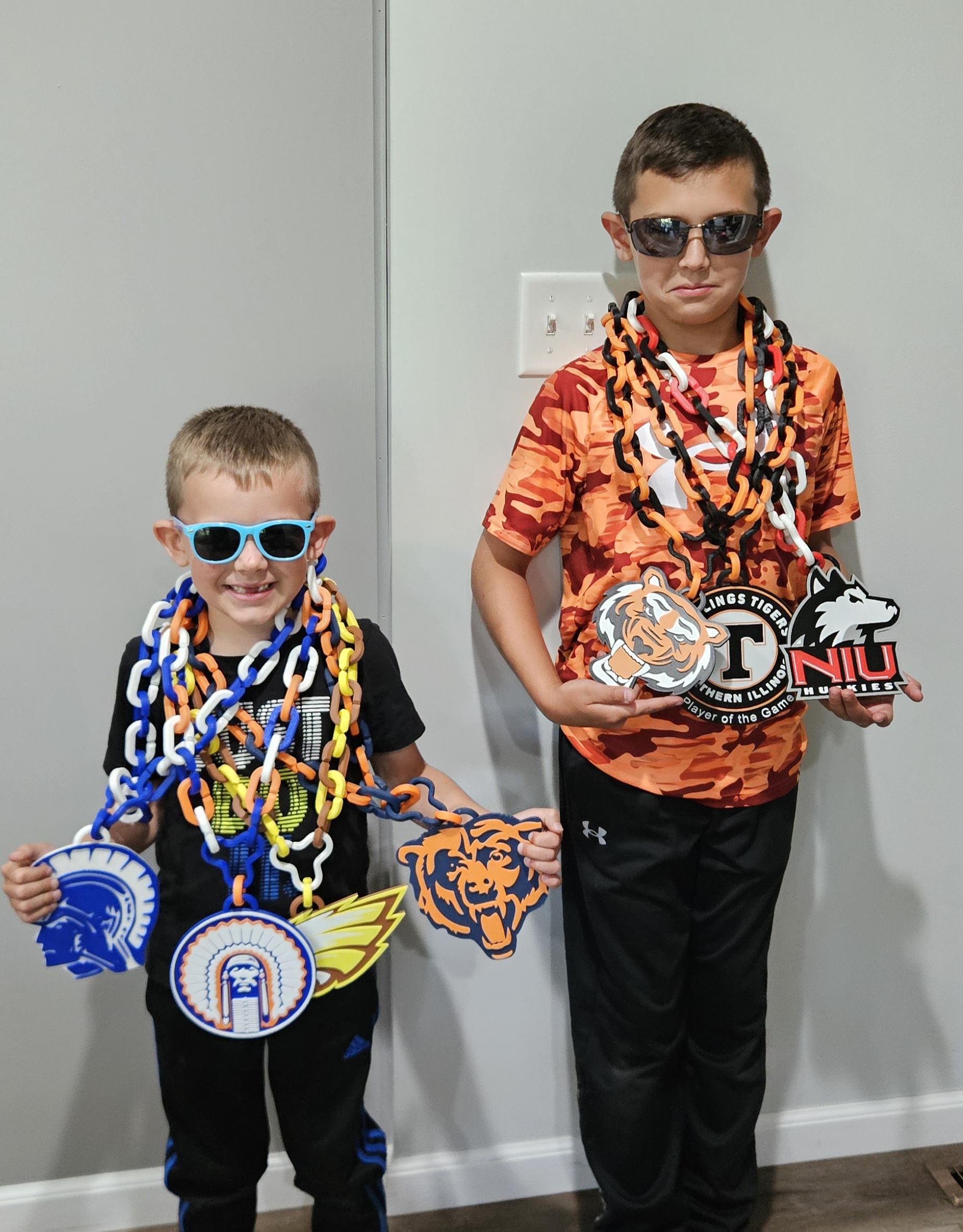 Custom 3D Printed Oversized Sports Logo Chain Necklace: Team