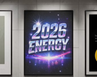 2026 Energy Poster Digital Download | Chrome Futuristic Wall Art, Vision Board Printable, Y2K Retro Manifestation Decor