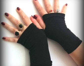 Black arm warmers Black winter gloves Winter black arm warmers Short black  fingerless Warm black gloves Black wrist warmers