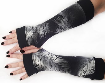 Finger less gloves  in black-gray color, length 12.5",  sun protection hand, Summer Arm Covers