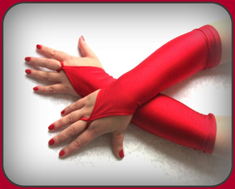 Red fingerless gloves cocktail glovesdance gloves Etsy
