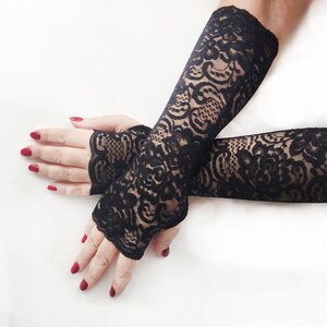 Black lace fingerless  gloves Lace gloves women Black wedding gloves, , Tattoo Cover Up, Women fingerless , women arm covers