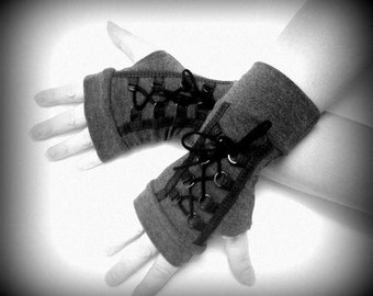 Gray  shot fingerless gloves , Corset Hand