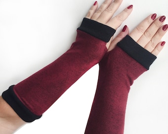 Vinous fingerless gloves Winter warm gloves Double jersey gloves pulse warmers