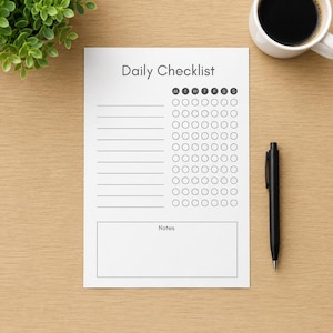 Minimalist Daily Checklist Printable | Task Tracker, Habit Planner (Digital Download)