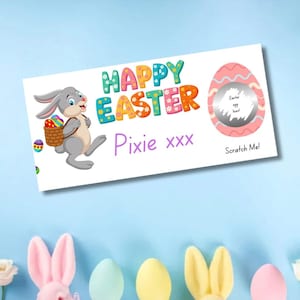 Carte à gratter personnalisée pour Pâques, Carte à gratter Pâques, Carte à gratter surprise, Surprise de Pâques, Révélation du cadeau de Pâques, Chasse aux œufs de Pâques